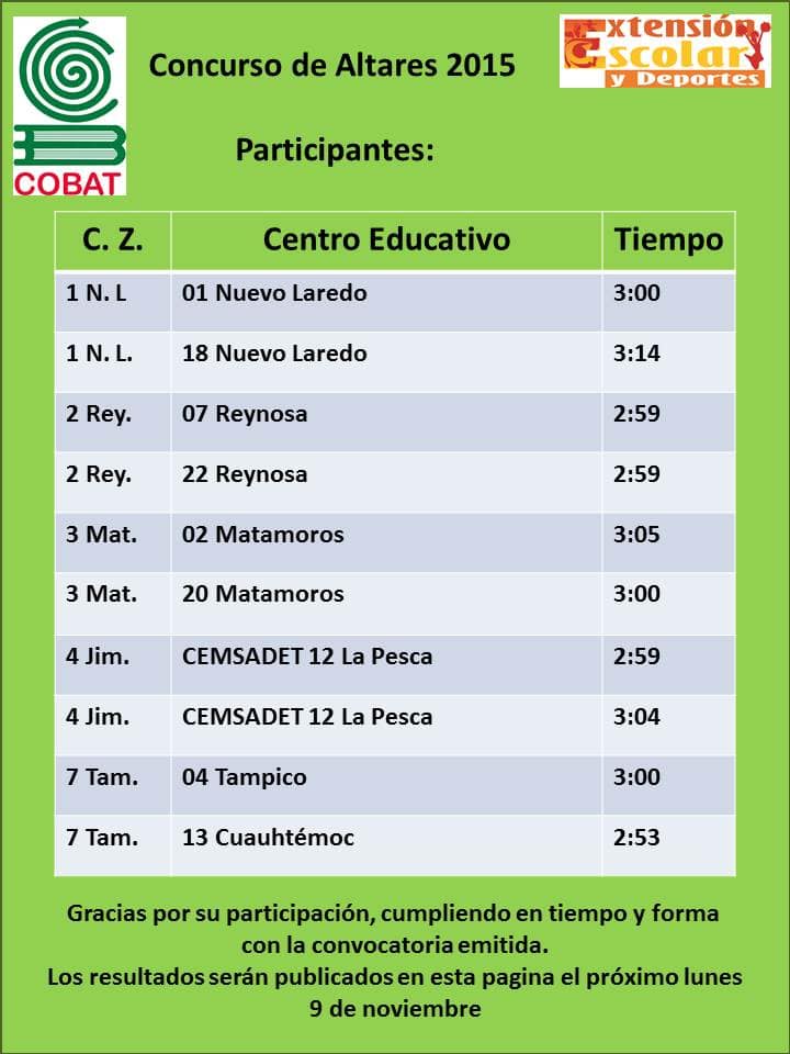 Participantes del Concurso Estatal de Altares 2015